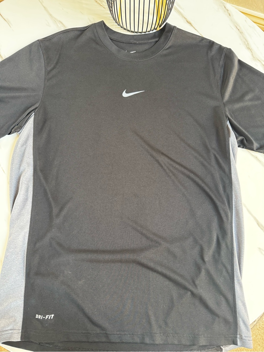 Nike Black Short-Sleeve Dri-FIT Tee with Gray Side Panels